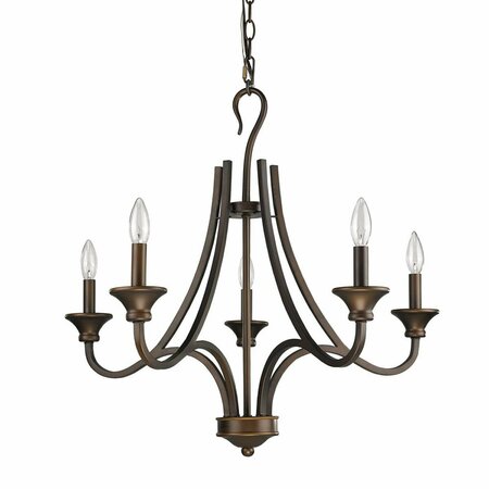 HOMEROOTS 25 x 28 x 28 in. Michelle 5-Light Oil-Rubbed Bronze Chandelier 398105